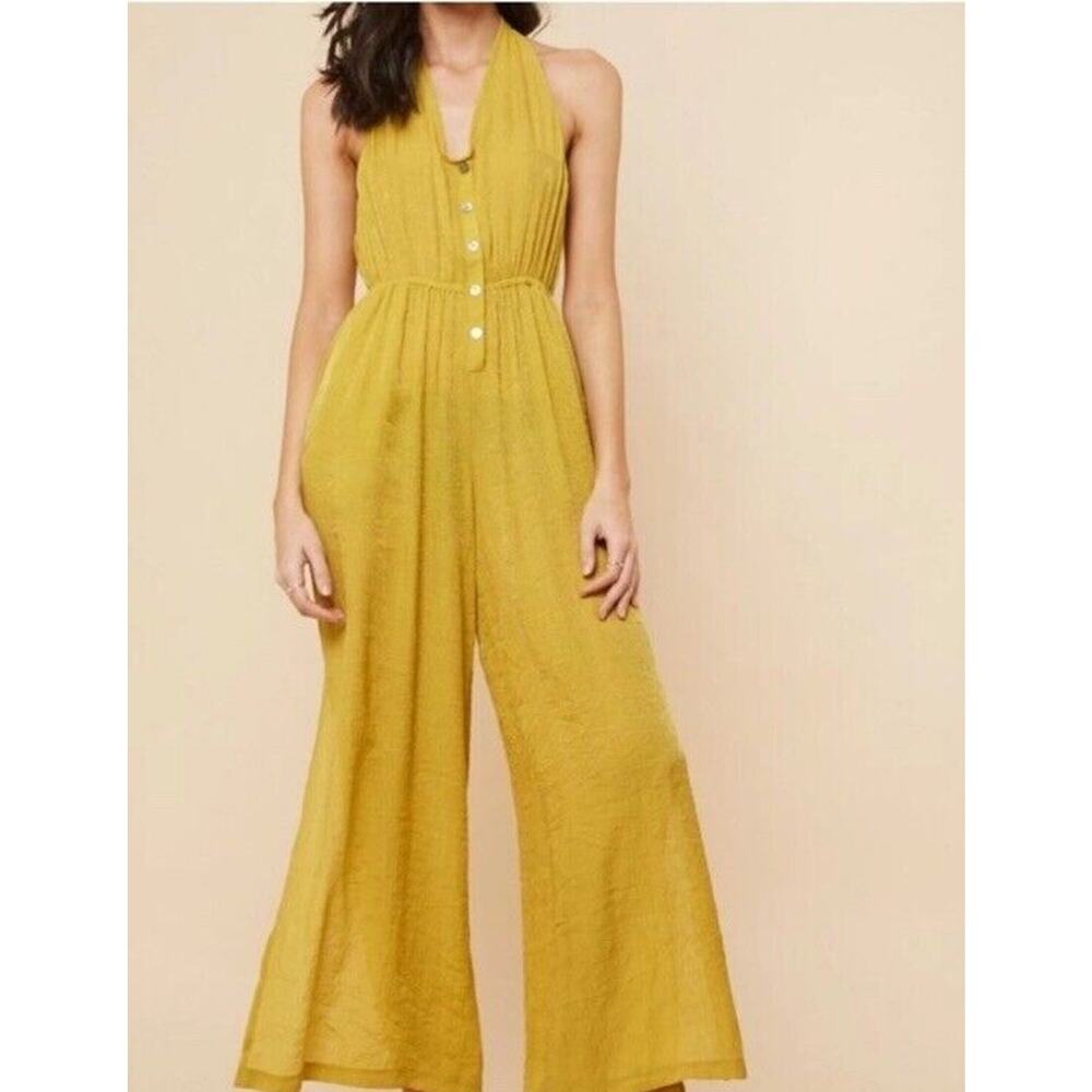 Morrisday The Label Mustard Yellow Jumpsuit Women's Size Large Boho Retro